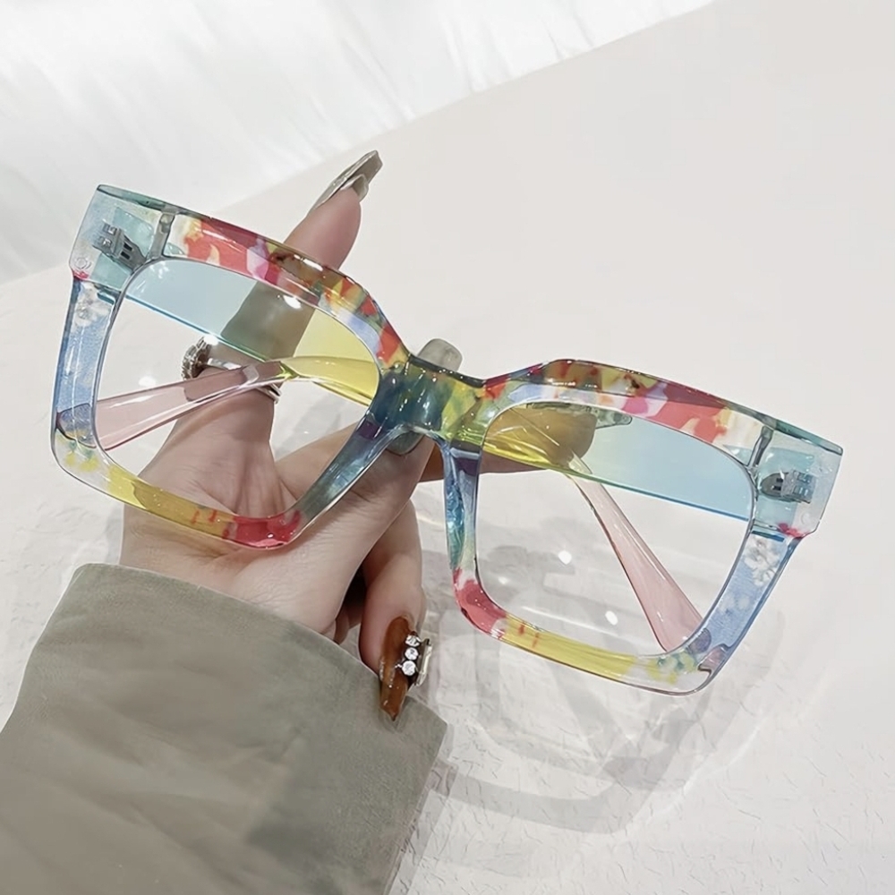 NEW Blue Multicolor Oversized Fashion Glasses